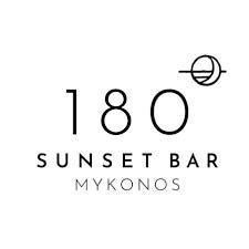 180 Sunset Bar Mykonos logo with planet icon and minimalist text design