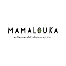Mamaluka restaurant logo with Mediterranean and local cuisine Mykonos tagline