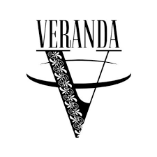 Veranda logo with stylized geometric bull head design in black and white