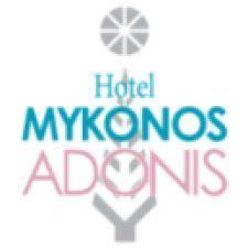 Hotel Mykonos Adonis logo with windmill and decorative elements