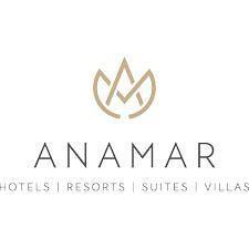 Anamar Hotels Resorts Suites Villas logo with stylized leaf crown design