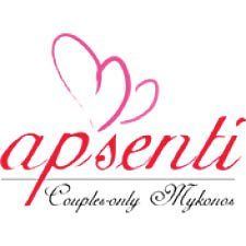 Apsenti Couples only Mykonos logo with pink heart design