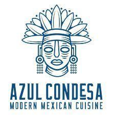 Azul Condesa modern Mexican cuisine logo with stylized indigenous head design