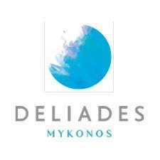 Deliades Mykonos logo with blue circle and cloud design