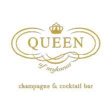 Gold ornate emblem with "Queen" text and crown, featuring decorative scrollwork border
