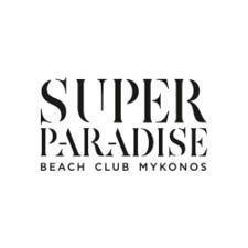 Super Paradise Beach Club Mykonos logo with stylized black text