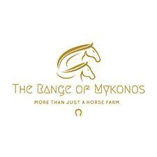 The Range of Mykonos logo featuring a stylized horse head in gold with tagline more than just a horse farm