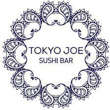 Tokyo Joe's Sushi Bar logo with ornate circular mandala-style border pattern in navy blue