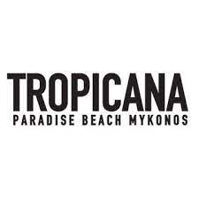 Tropicana Paradise Beach Mykonos logo and text