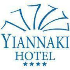 Yiannaki Hotel logo with blue sun rays and four-star rating