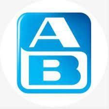 Blue square logo with white letters A and B stacked vertically